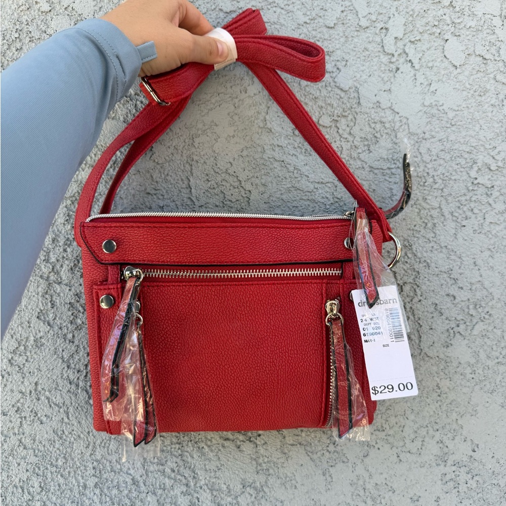 NWT Dressbarn Red Pebbled Crossbody Bag